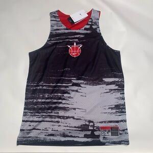 Nike Dri-Fit Men Small Mesh Reversible Basketball Jersey Black /Red DV9606-010